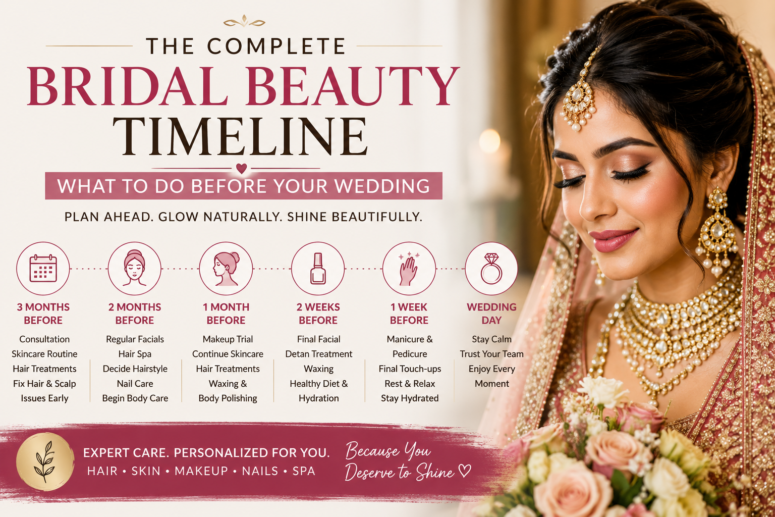 The Complete Bridal Beauty Timeline: What to Do Before Your Wedding